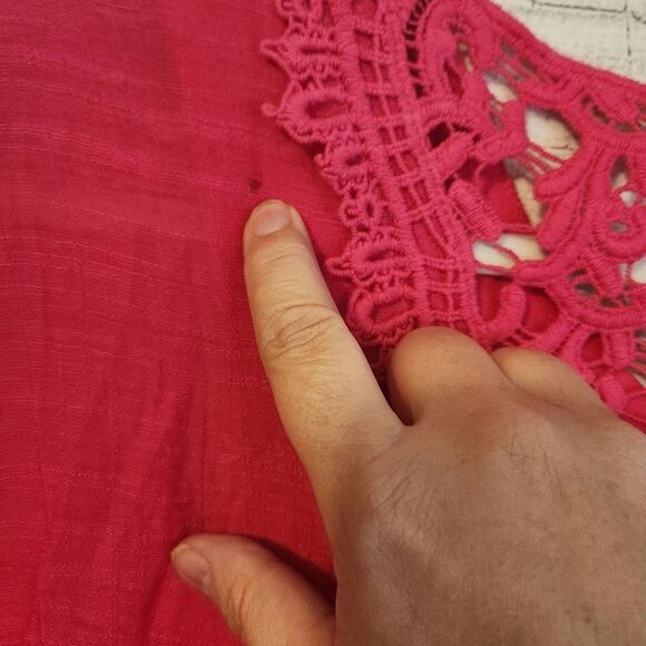 Apt 9 Pink NWT Small Pink Gauzy Textured Asym Hem bohemian sleeves - Picture 7 of 9